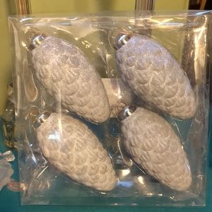 Silver Glass Pinecone Ornaments